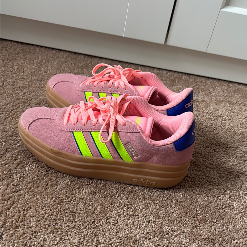 Adidas Women's VL Court Bold Shoes (Pink Spark/Lucid Lemon)